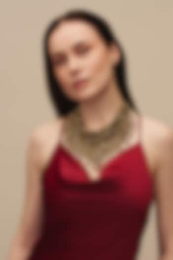Gold Finish Glass Beaded Asmi Necklace by Deepa Gurnani at Pernia's Pop Up Shop