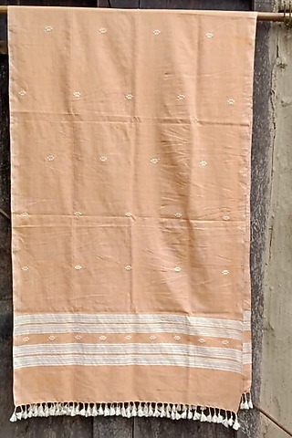 Orange Handwoven Stole by Dipika Kakati