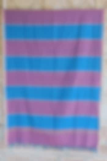 Blue & Pink Striped Handwoven Dupatta by Dipika Kakati at Pernia's Pop Up Shop