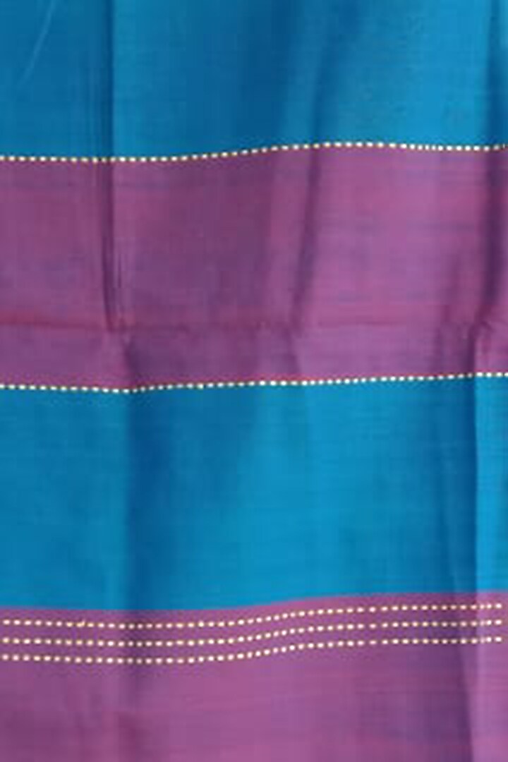Blue & Pink Striped Handwoven Dupatta by Dipika Kakati at Pernia's Pop Up Shop