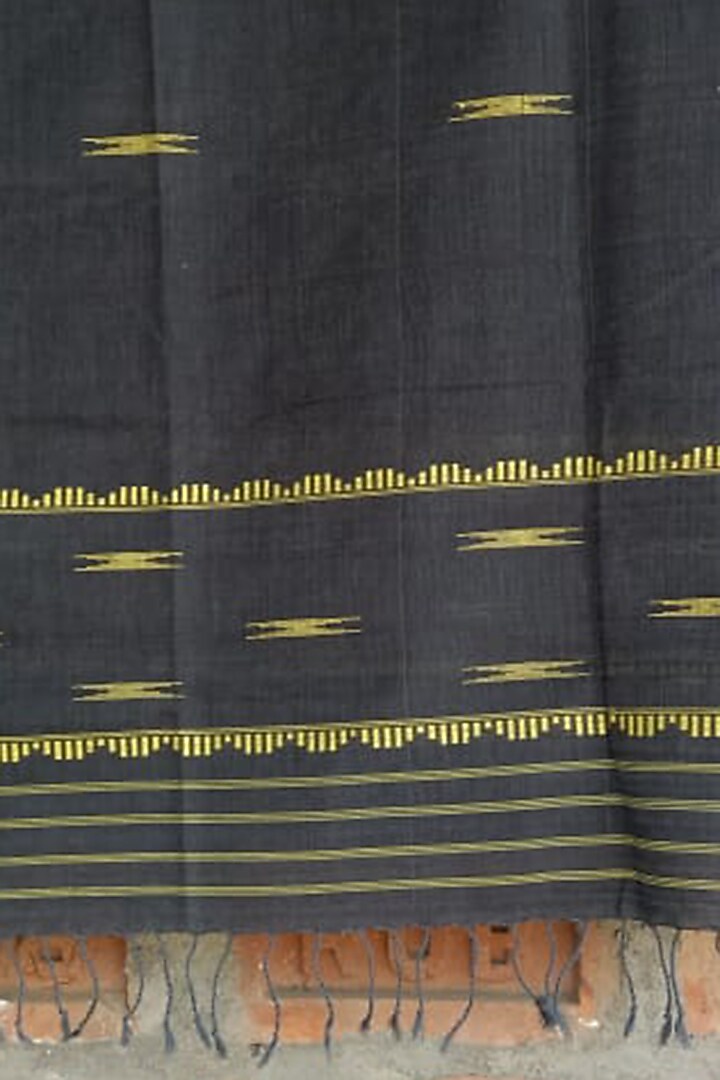 Black & Yellow Handwoven Dupatta by Dipika Kakati at Pernia's Pop Up Shop