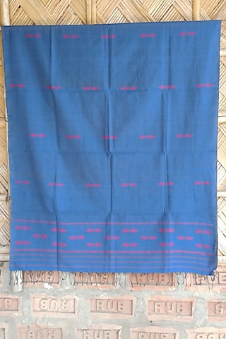 Blue & Pink Handwoven Dupatta by Dipika Kakati