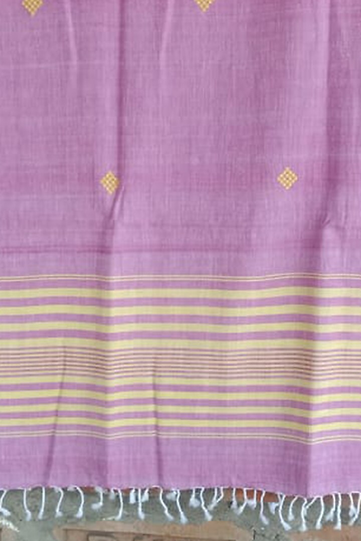 Pink & Yellow Handwoven Dupatta by Dipika Kakati at Pernia's Pop Up Shop