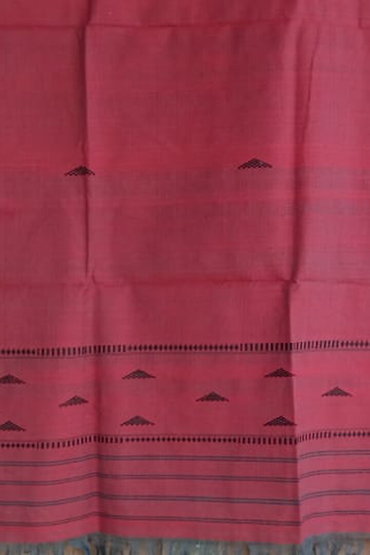Red & Black Handwoven Dupatta by Dipika Kakati at Pernia's Pop Up Shop