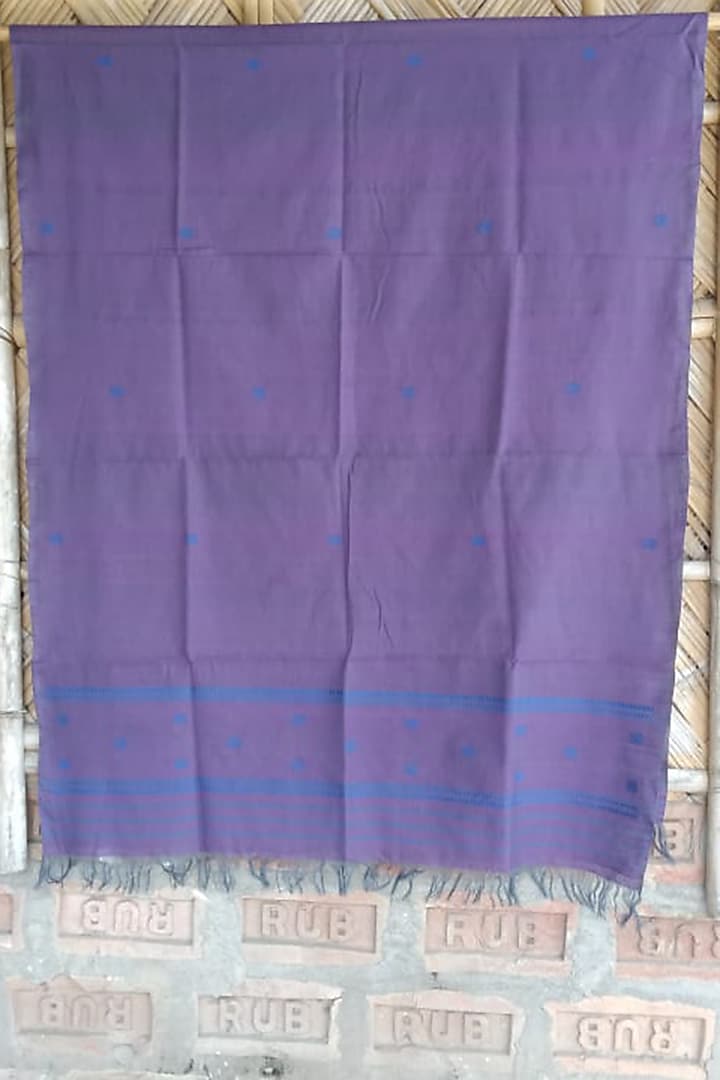 Purple & Blue Handwoven Dupatta by Dipika Kakati