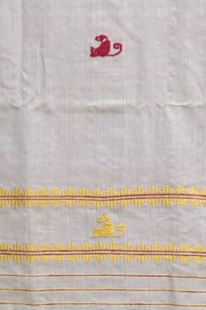 Beige Natural Dyed Eri Silk Stole by Dipika Kakati at Pernia's Pop Up Shop