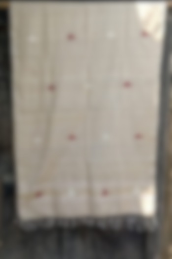 Beige Natural Dyed Eri Silk Handwoven Stole by Dipika Kakati