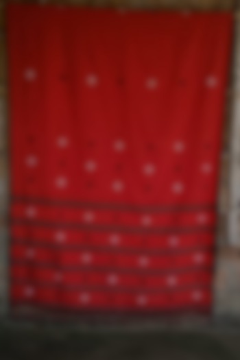 Red Handwoven Cotton Saree by Dipika Kakati