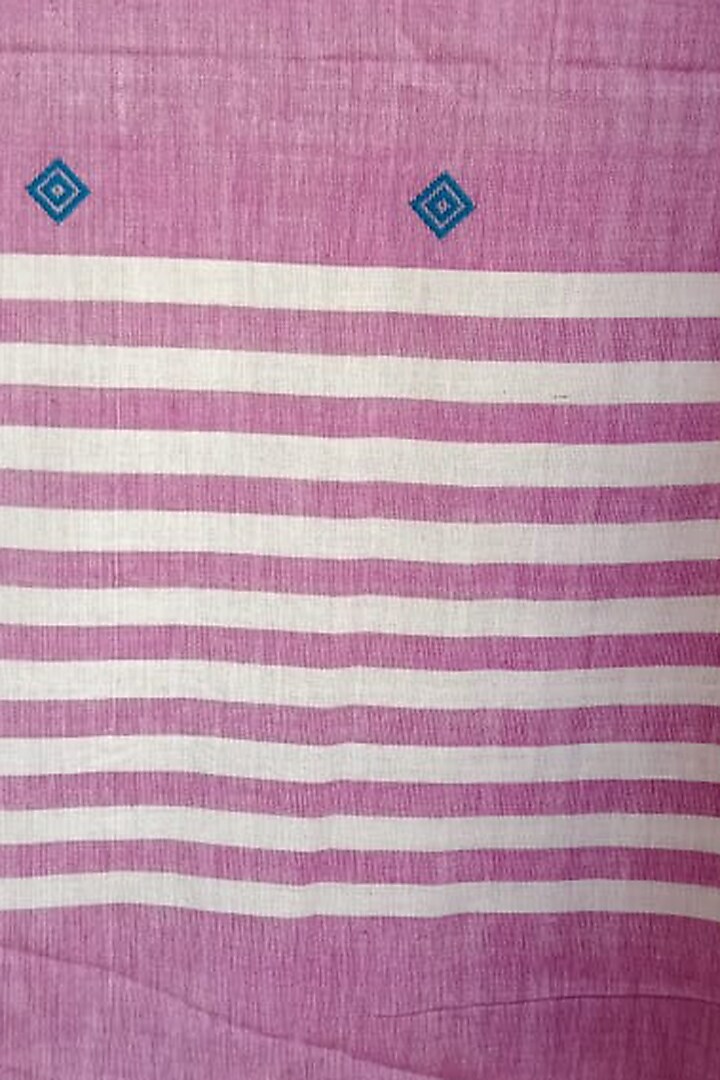 Pink & White Striped Handwoven Saree by Dipika Kakati at Pernia's Pop Up Shop