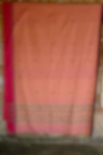 Orange & Green Striped Handwoven Saree by Dipika Kakati