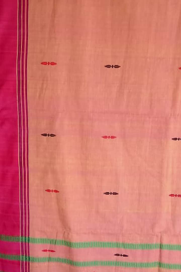 Orange & Green Striped Handwoven Saree by Dipika Kakati at Pernia's Pop Up Shop
