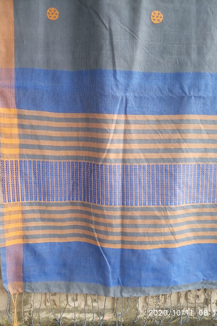 Blue & Orange Handwoven Saree by Dipika Kakati at Pernia's Pop Up Shop