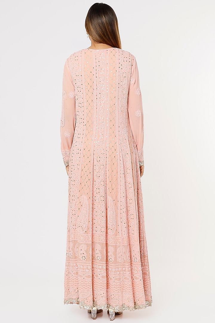 Pink Hand Embroidered Wedding Anarkali Set by Deepali Shah at Pernia's Pop Up Shop