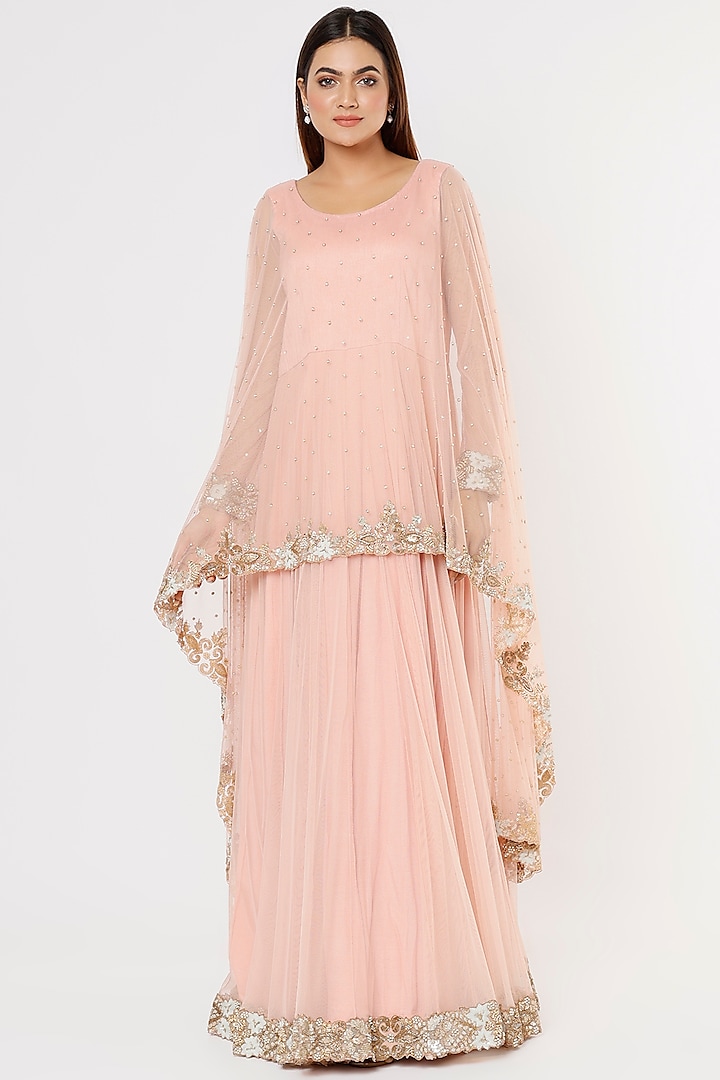 Pink Embroidered Anarkali Set by Deepali Shah