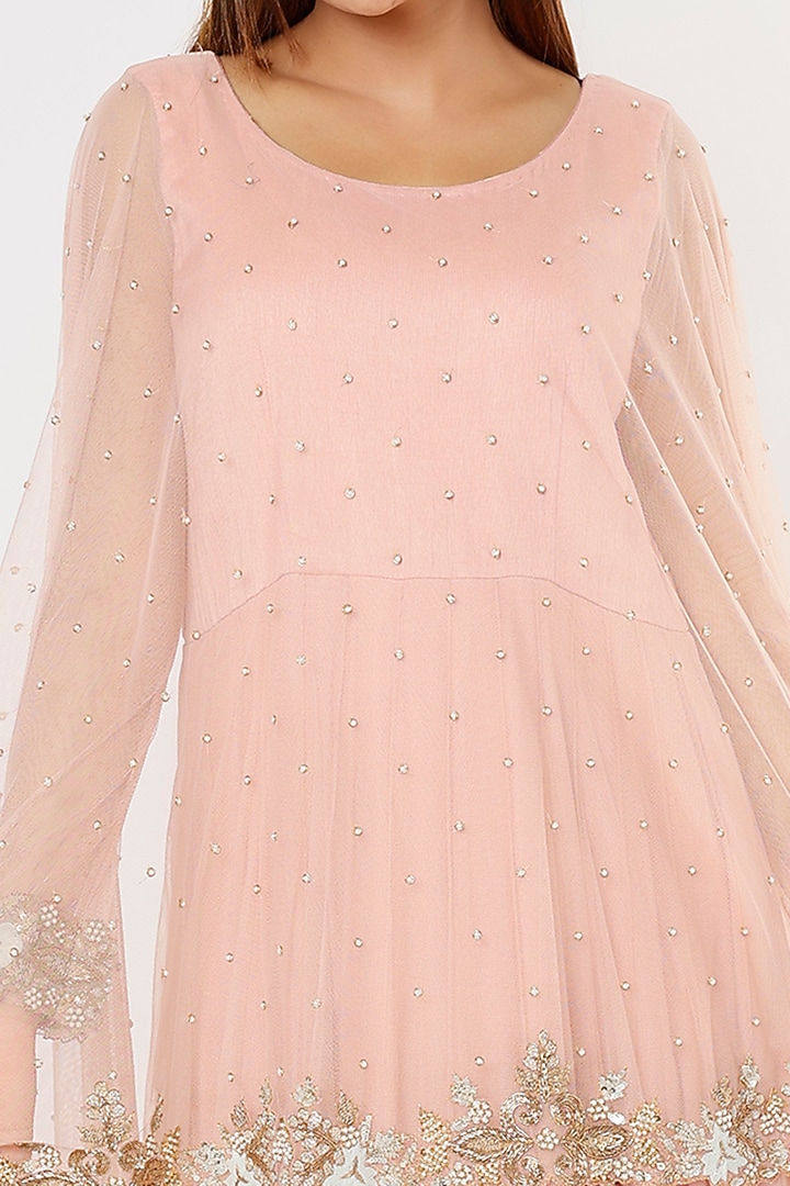 Pink Embroidered Wedding Anarkali Set by Deepali Shah at Pernia's Pop Up Shop