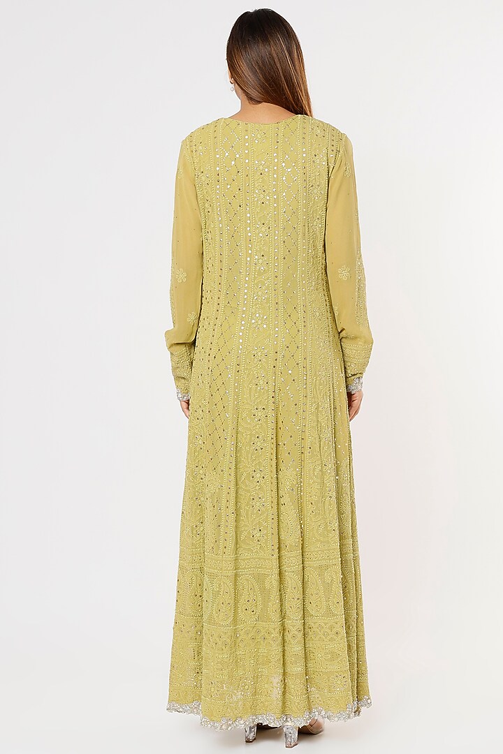 Green Embroidered Wedding Anarkali Set by Deepali Shah at Pernia's Pop Up Shop