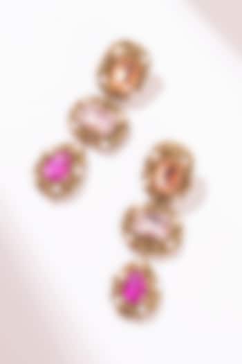 Pink Glass Beaded & Glass Crystal Dangler Earrings by Deepa Gurnani at Pernia's Pop Up Shop