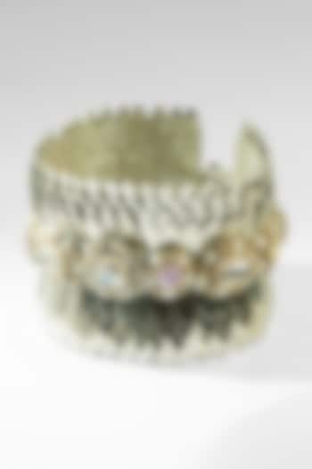 Gold Glass Beaded & Crystal Woven Bracelet by Deepa Gurnani at Pernia's Pop Up Shop