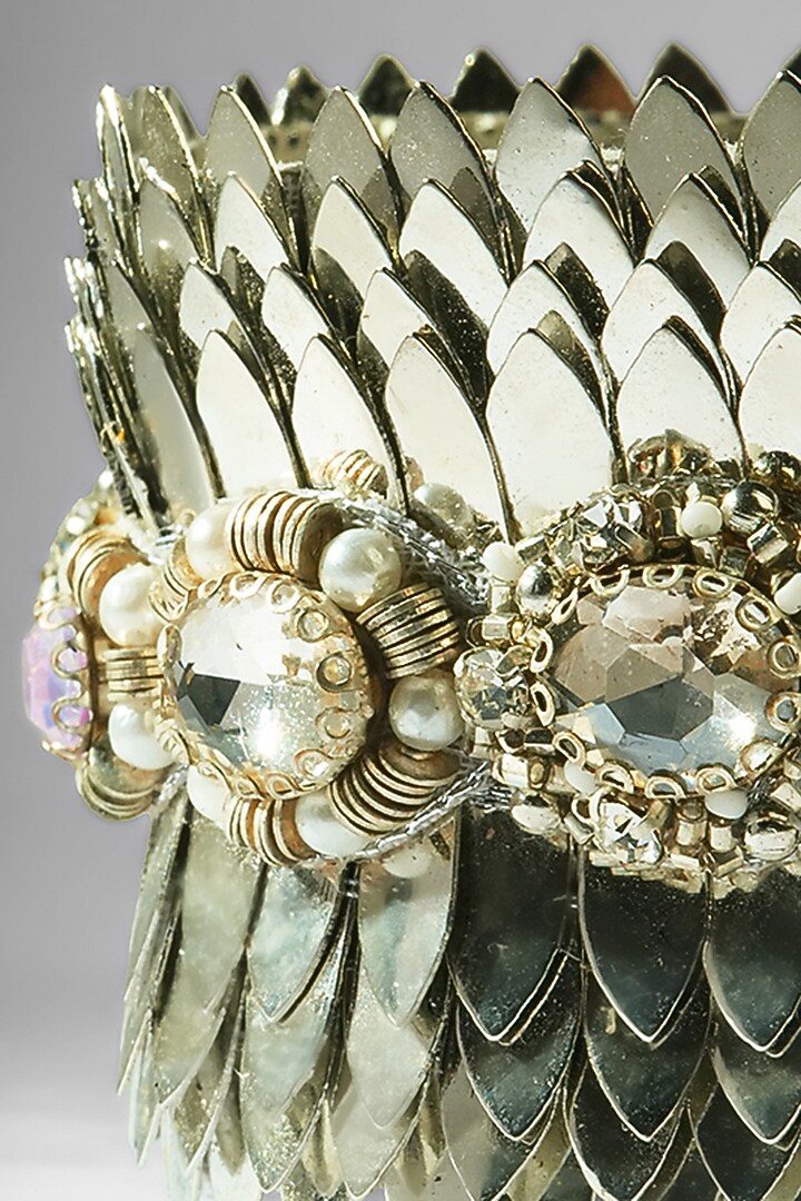 Gold Glass Beaded & Crystal Woven Bracelet by Deepa Gurnani at Pernia's Pop Up Shop