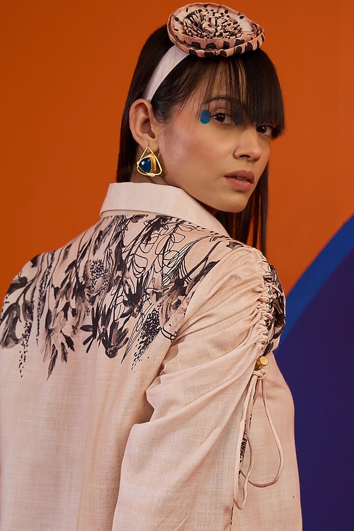 Ivory Art Twill Printed Co-Ord Set by DRAMEBAAZ at Pernia's Pop Up Shop