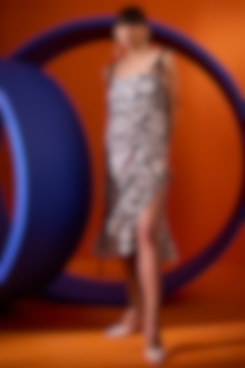 White Art Twill Printed Summer Dress by DRAMEBAAZ at Pernia's Pop Up Shop