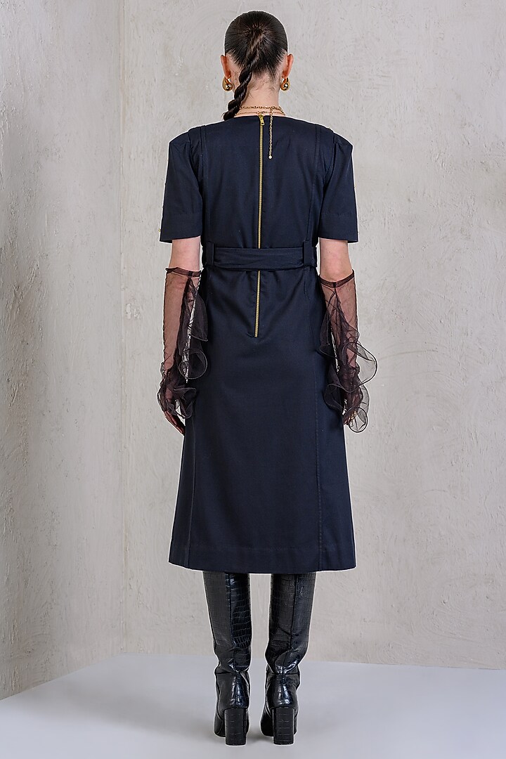 Black Cotton Denim Twill Summer Dress by DRAMEBAAZ at Pernia's Pop Up Shop