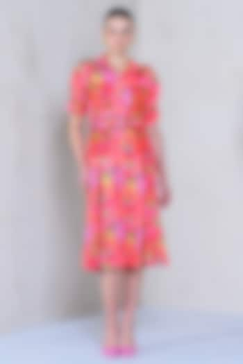 Pink Art Twill Dress by DRAMEBAAZ at Pernia's Pop Up Shop