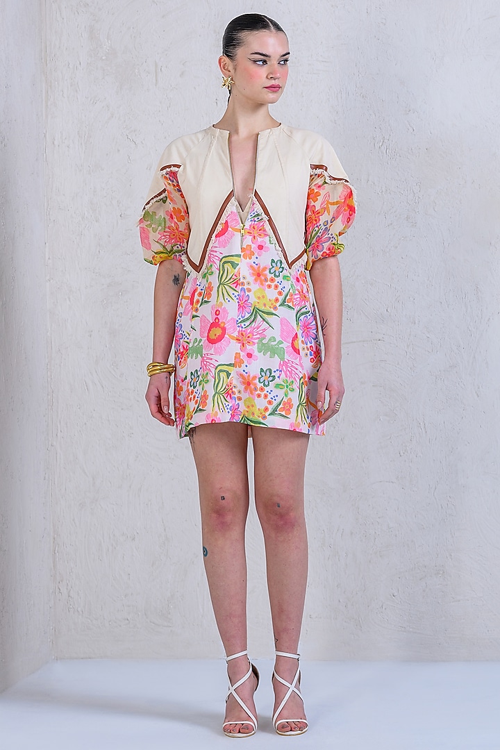 Multi-Colored Art Twill & Cotton Denim Twill Printed Dress by DRAMEBAAZ at Pernia's Pop Up Shop