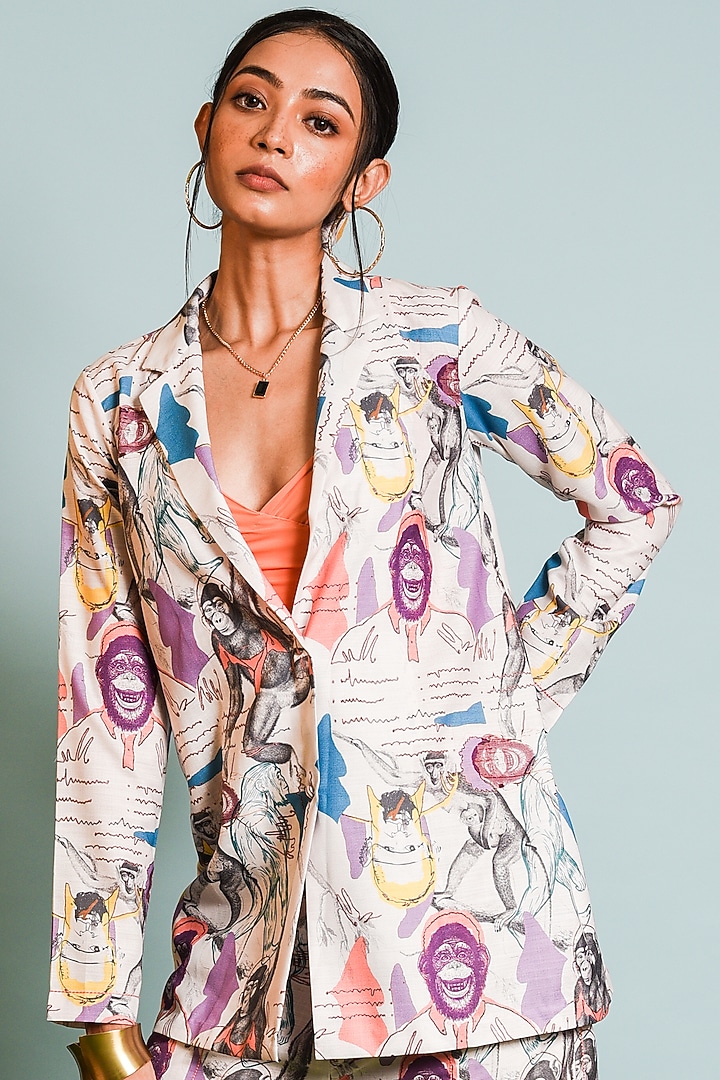 Ivory Digital Printed Co-Ord Set by DRAMEBAAZ at Pernia's Pop Up Shop