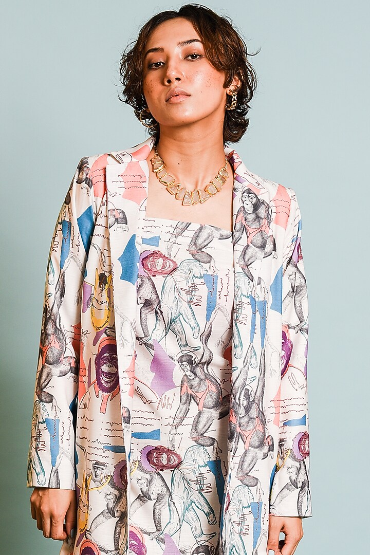 Ivory Digital Printed Summer Dress by DRAMEBAAZ at Pernia's Pop Up Shop
