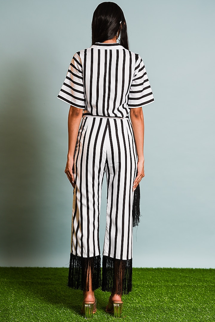 White Striped Co-Ord Set by DRAMEBAAZ at Pernia's Pop Up Shop
