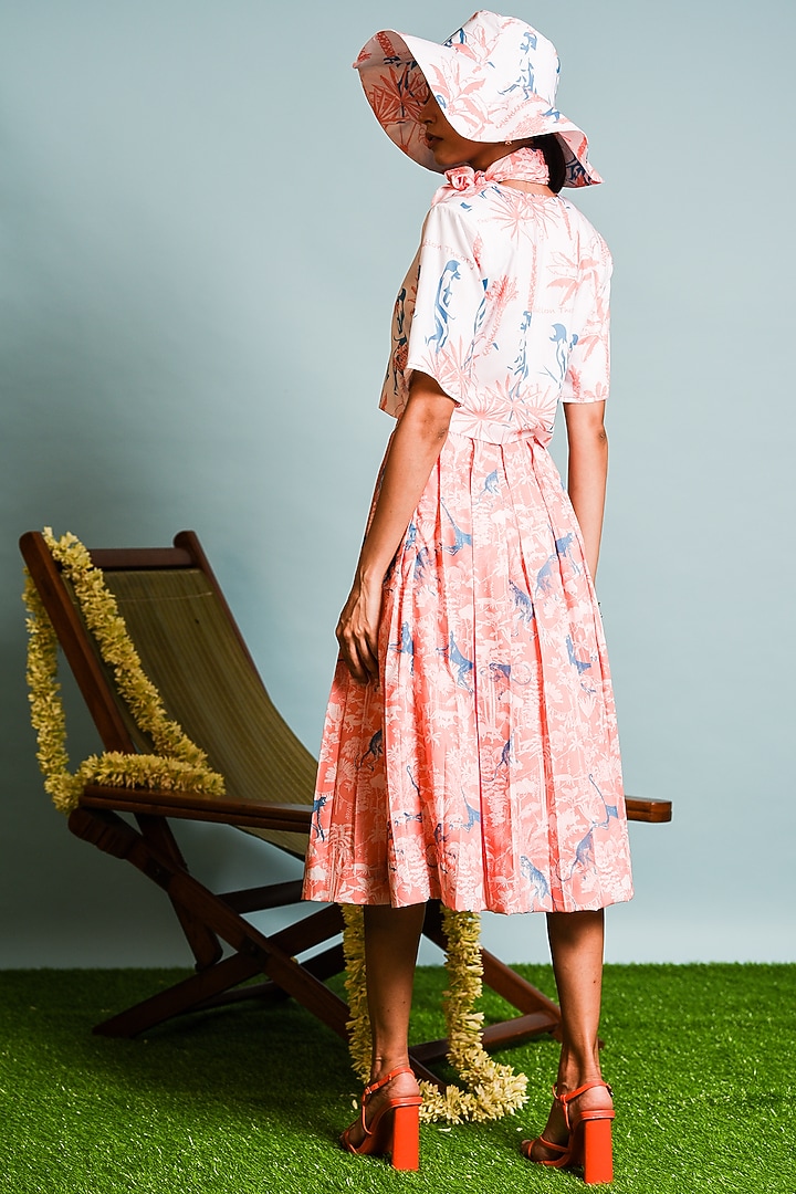Orange Printed Skirt Set by DRAMEBAAZ at Pernia's Pop Up Shop