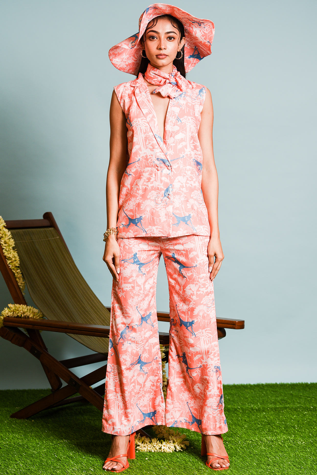 Orange Printed Co-Ord Set by DRAMEBAAZ at Pernia's Pop Up Shop