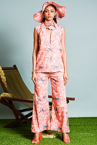 Orange Printed Co-Ord Set by DRAMEBAAZ