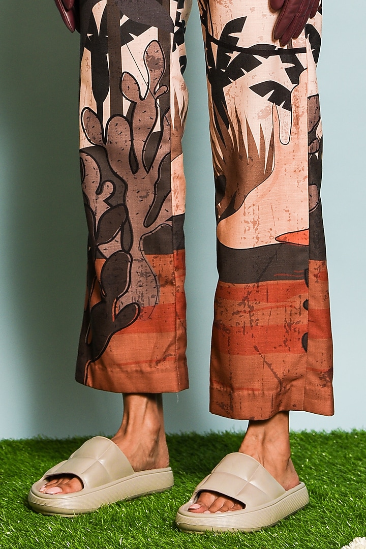 Brown Digital Printed Jumpsuit by DRAMEBAAZ at Pernia's Pop Up Shop