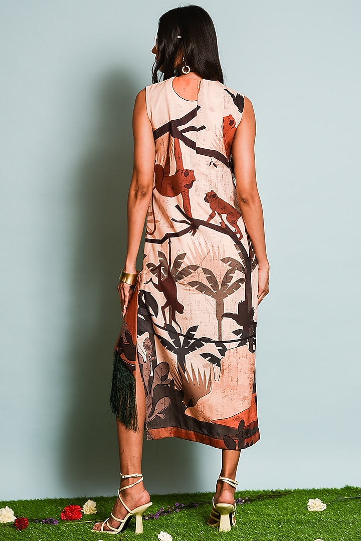 Brown Digital Printed Summer Dress by DRAMEBAAZ at Pernia's Pop Up Shop