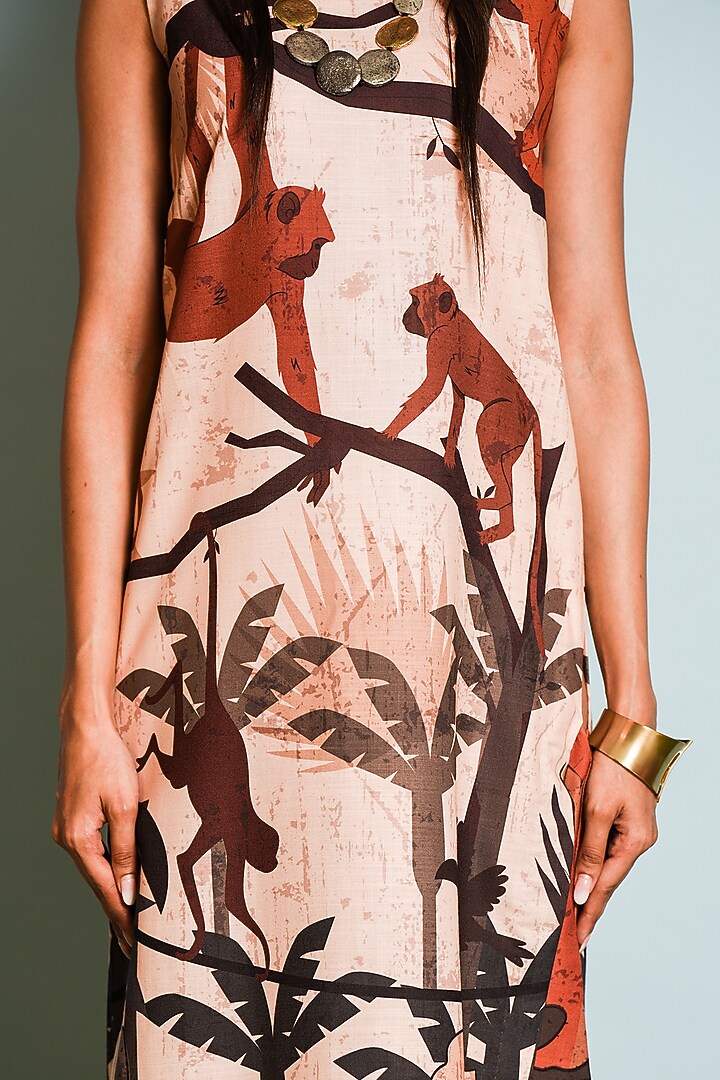 Brown Digital Printed Summer Dress by DRAMEBAAZ at Pernia's Pop Up Shop