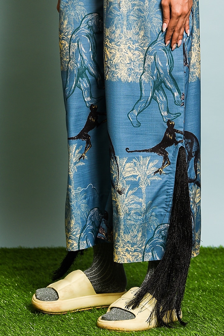 Blue Digital Printed Jumpsuit by DRAMEBAAZ at Pernia's Pop Up Shop