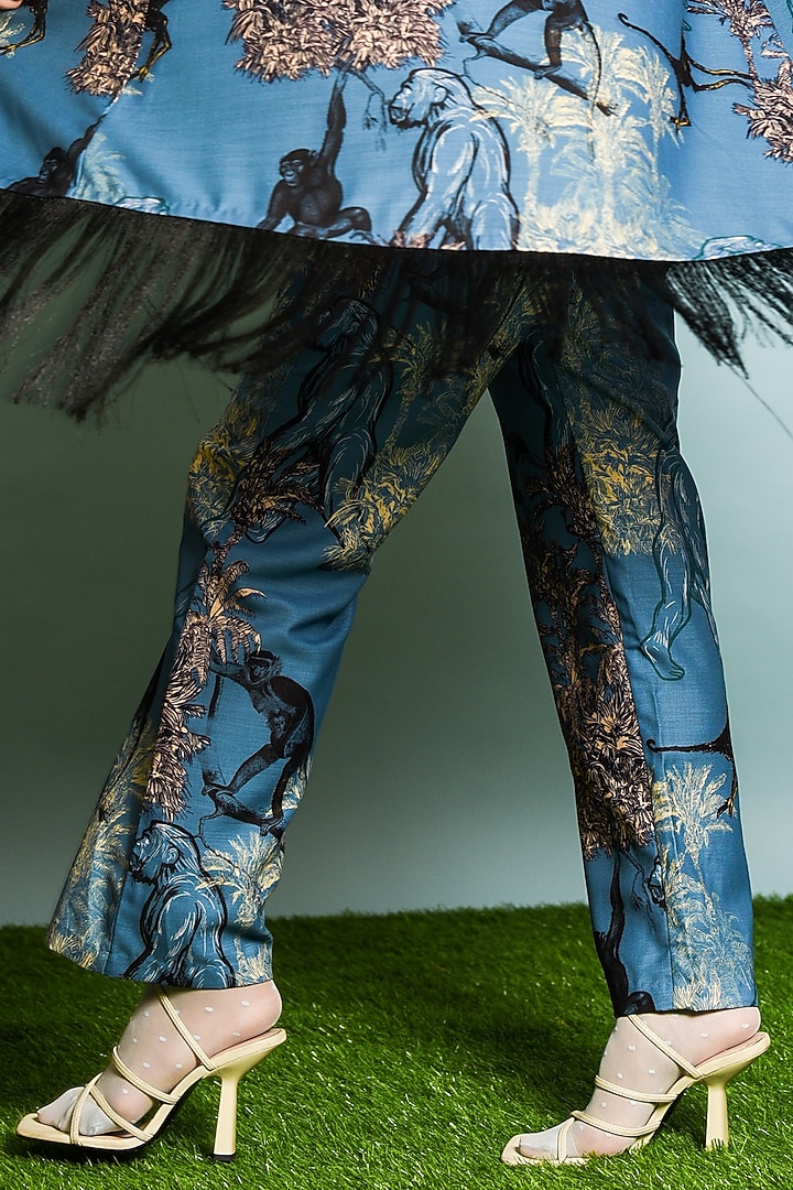 Blue Printed Jacket Set by DRAMEBAAZ at Pernia's Pop Up Shop