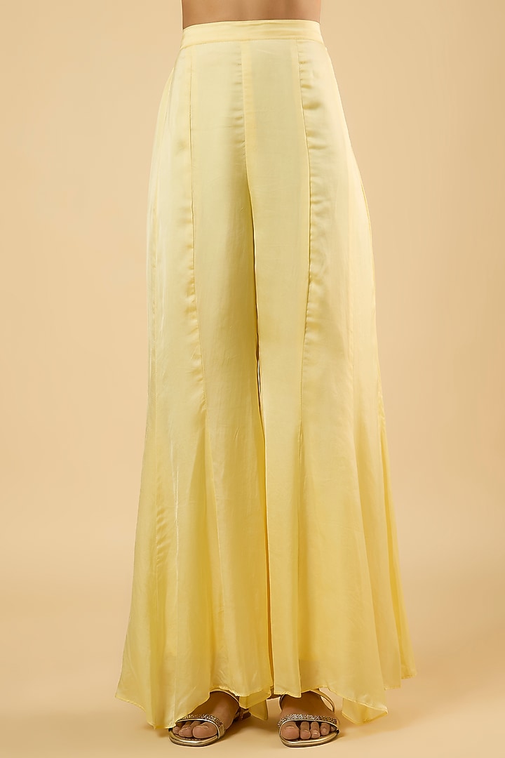 Butter Yellow Satin Sequins Embroidered Cape Set by Dori & Co. at Pernia's Pop Up Shop