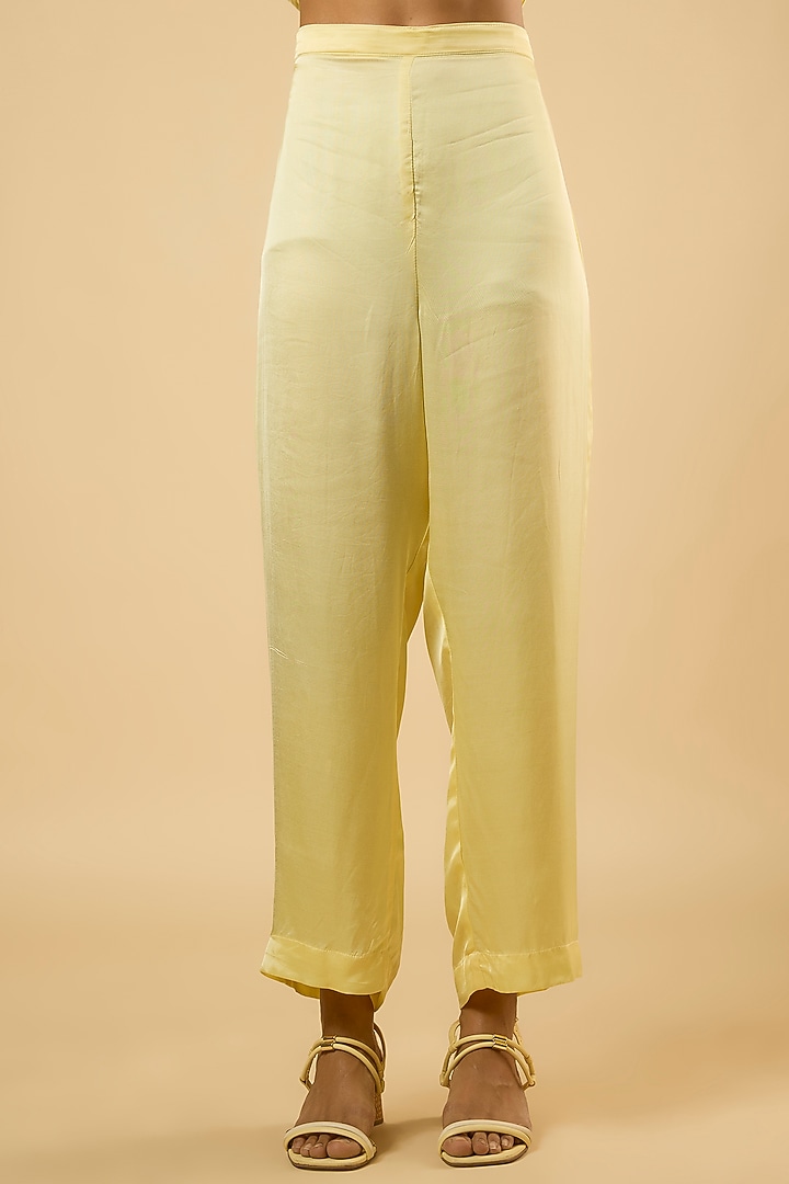 Butter Yellow Georgette Sequins Embroidered Kaftan Set by Dori & Co. at Pernia's Pop Up Shop