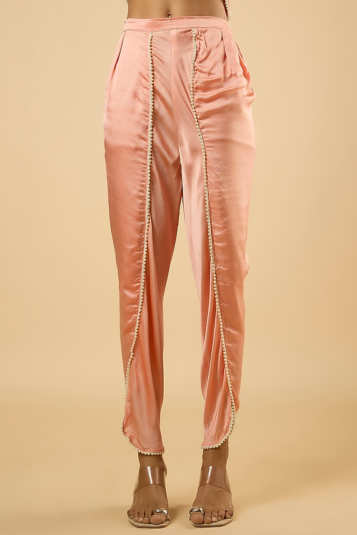 Soft Peach Georgette Sequins Embroidered Kaftan Set by Dori & Co. at Pernia's Pop Up Shop