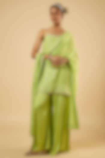 Jade Green Georgette Mirror Embroidered Kurta Set by Dori & Co. at Pernia's Pop Up Shop