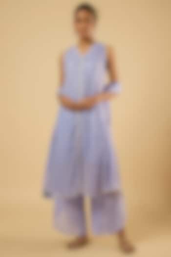 Lavender Georgette Sequins Embroidered Kurta Set by Dori & Co. at Pernia's Pop Up Shop