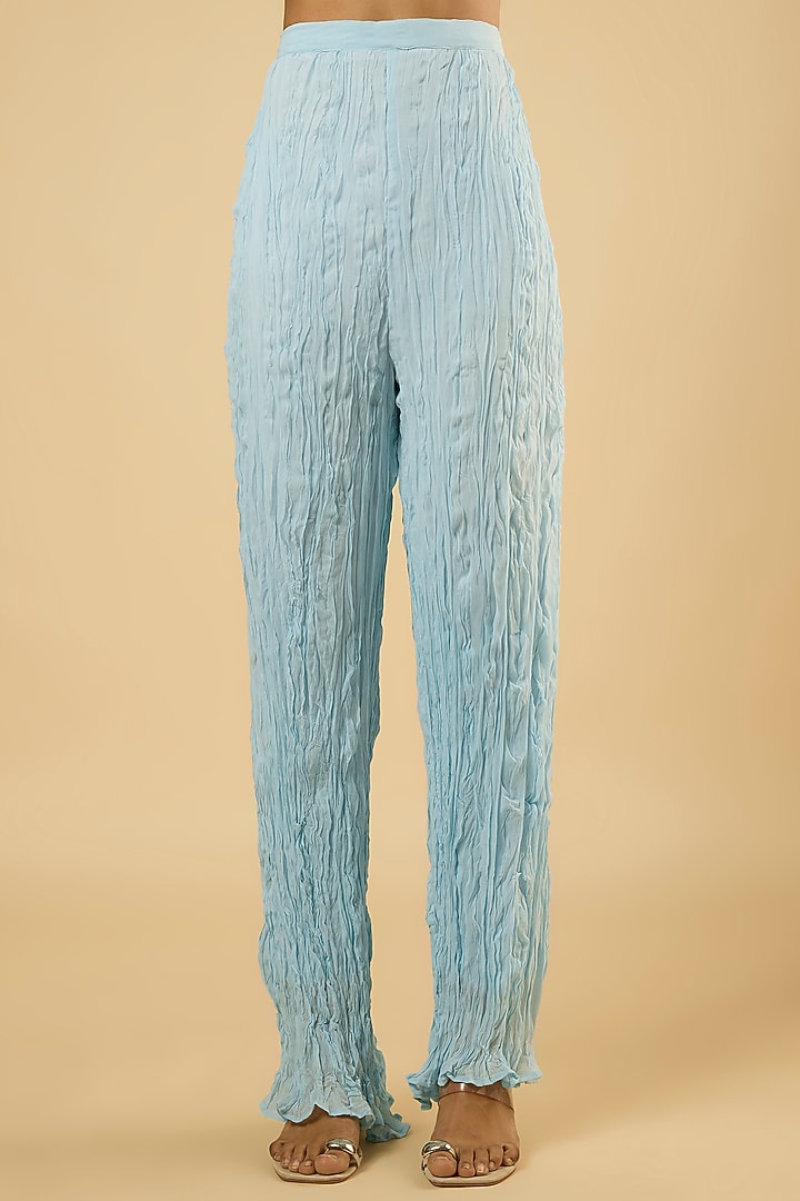 Powder Blue Georgette Sequins Embroidered Kurta Set by Dori & Co. at Pernia's Pop Up Shop