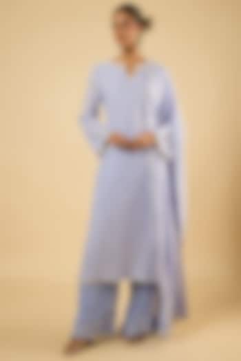 Lavender Georgette Sequins Embroidered Kurta Set by Dori & Co. at Pernia's Pop Up Shop