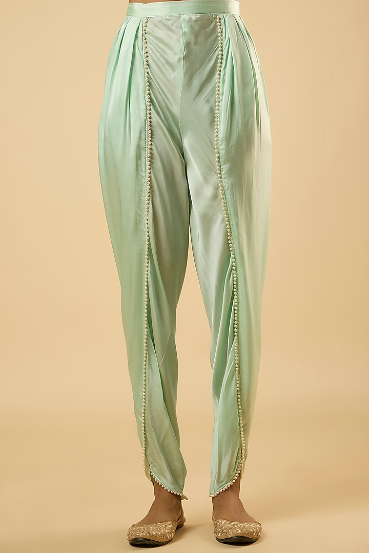Mint Green Georgette Sequins Embroidered Kurta Set by Dori & Co. at Pernia's Pop Up Shop