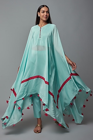 Blue Crepe Kaftan Set by Blue Lotus