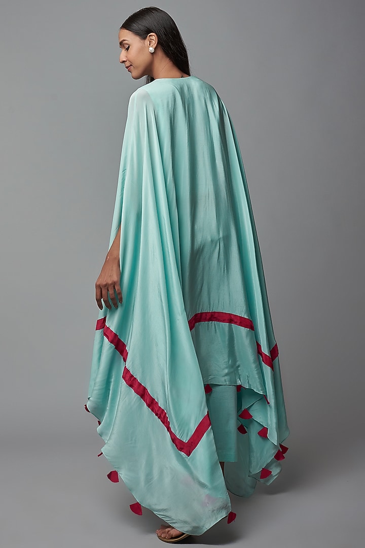 Blue Crepe Kaftan Set by Blue Lotus at Pernia's Pop Up Shop