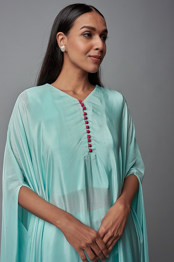 Blue Crepe Kaftan Set by Blue Lotus at Pernia's Pop Up Shop